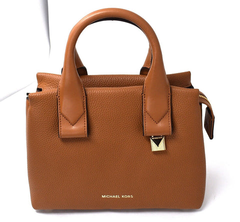 Michael Kors Rollins Pebbled Leather Satchel Crossbody Bag Handbag Tan