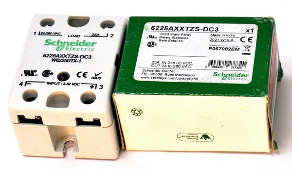 Schneider Electric 6225AXXTZS-DC3 Solid State Relay 25A 24-280VAC Out 3-32VDC In