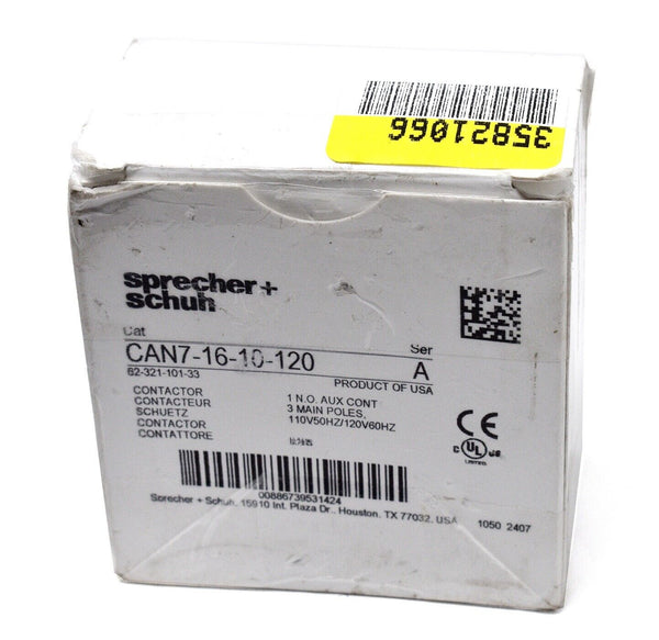 SPRECHER + SCHUH CAN7-16-10-120 Contactor 3 Poles 110/120V 50/60Hz DIN Rail