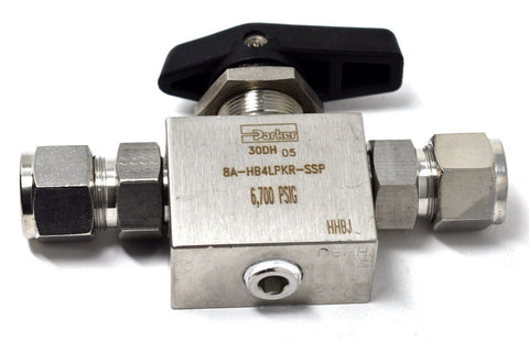 PARKER 8A-HB4LPKR-SSP Two-Way Ball Valve, 1/2" A-LOK Compression