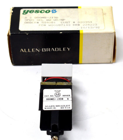 Allen Bradley 800MS-JX9B 3-Pos. Selector Switch 800MSJX9B