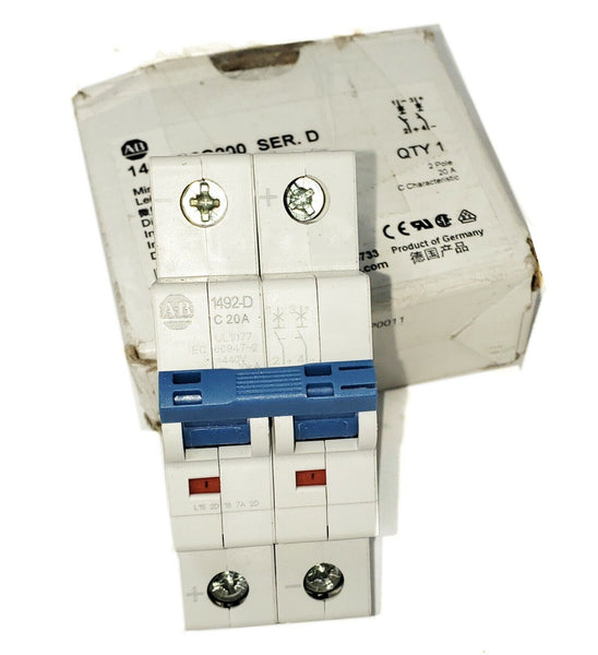 Allen Bradley 1492-D2C200 SER D | Miniature Circuit Breaker 20A 2-Pole 500V