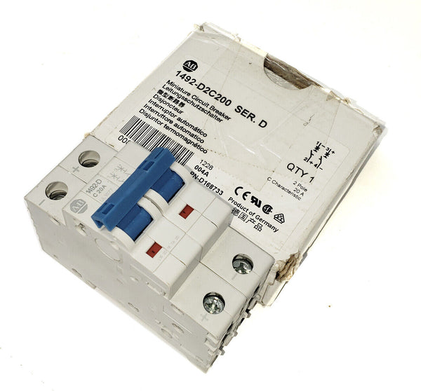 Allen Bradley 1492-D2C200 SER D | Miniature Circuit Breaker 20A 2-Pole 500V