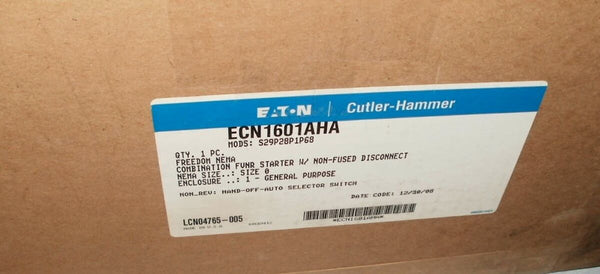 EATON ECN1601AHA SIZE 0 NON FUSIBLE COMBINATION STARTER