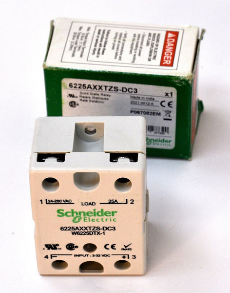 Schneider Electric 6225AXXTZS-DC3 Solid State Relay 25A 24-280VAC Out 3-32VDC In