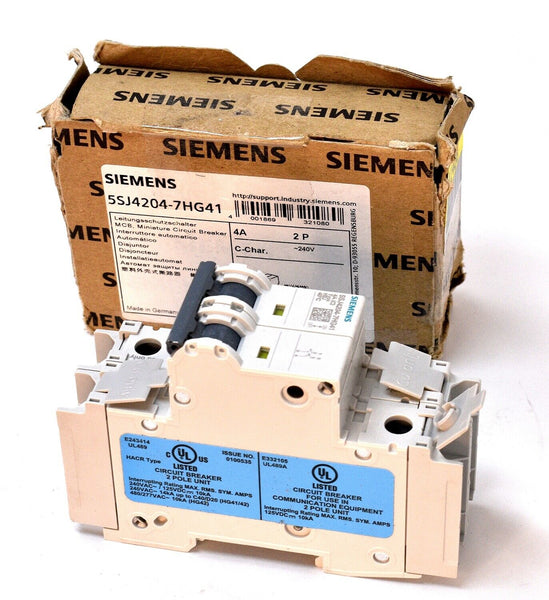 SIEMENS 5SJ4204-7HG41 5SJ4204-7HG41 Miniature Circuit Breaker 4 A, 2 Poles