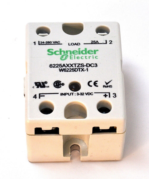 Schneider Electric 6225AXXTZS-DC3 Solid State Relay 25A 24-280VAC Out 3-32VDC In