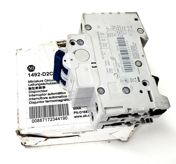 Allen Bradley 1492-D2C200 SER D | Miniature Circuit Breaker 20A 2-Pole 500V