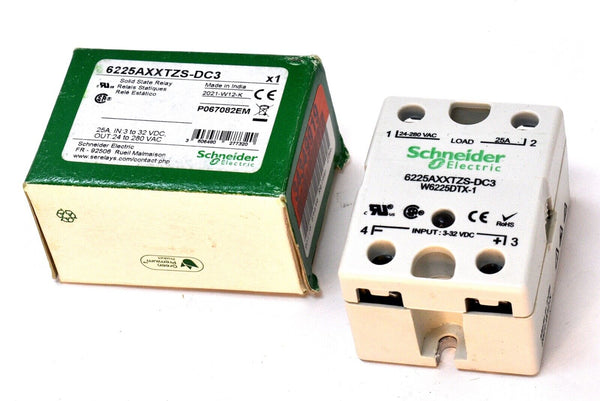 Schneider Electric 6225AXXTZS-DC3 Solid State Relay 25A 24-280VAC Out 3-32VDC In