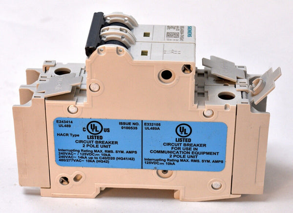 SIEMENS 5SJ4204-7HG41 5SJ4204-7HG41 Miniature Circuit Breaker 4 A, 2 Poles