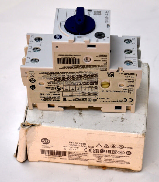 ALLEN-BRADLEY 140MP-A3E-C20 Motor Protection Circuit Breaker 16-20A