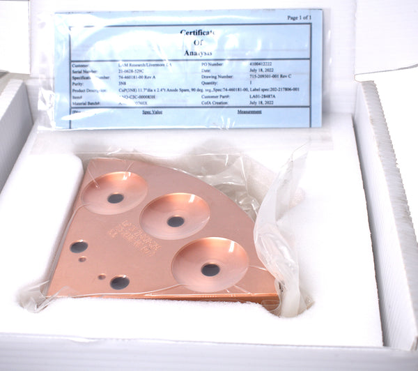 LAM Research ANQ-C3C-000083H LA01-28487A Jx Nippon 3N8 Purity Cup New
