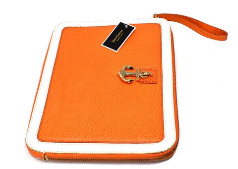 Juicy Couture ytrut283 Orange Leni Charm Leather Ipad Zip Case Anchor Charm