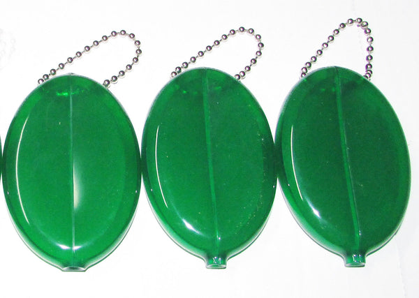 3  Green Oval Squeeze Coin Holders MADE IN USA | Great for Travel