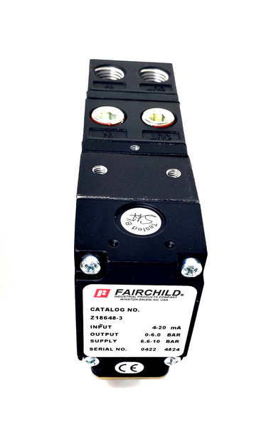 Fairchild Z18648-3 Electro/Pneumatic Transducer, 4-20mA, 0 - 6.0 BAR Output