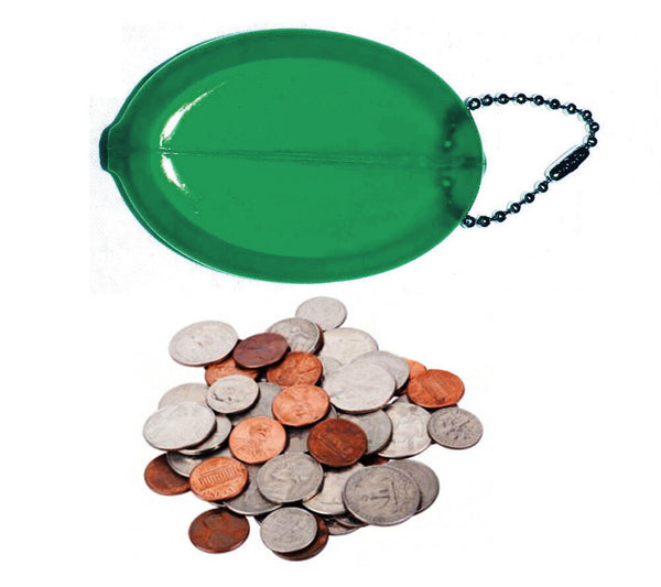 3  Green Oval Squeeze Coin Holders MADE IN USA | Great for Travel