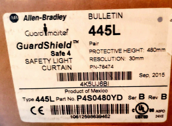 Allen-Bradley P4S0480YD Guard Master 4 Safety Light Curtain | P4S0480YD