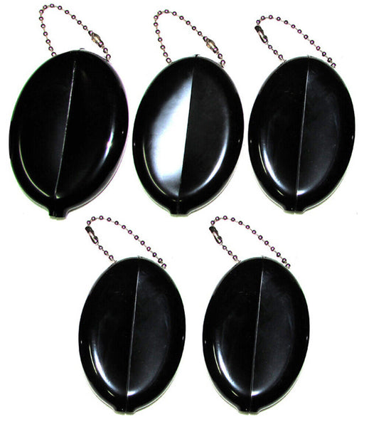 Black Oval Squeeze Purses 5 Units | Holds Coins and Small items | Made in USA