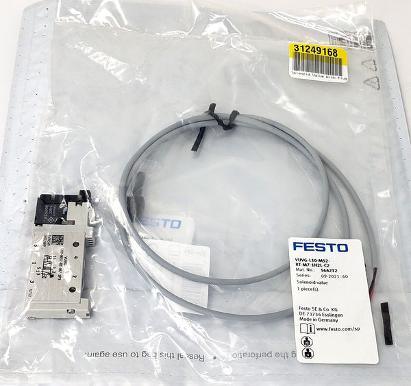 Festo VUVG-L10-M52-RT-M7-IH2L-C2 Solenoid Valve with Plug Socket Cable 24VDC