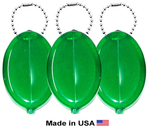 3 Green Oval Squeeze Coin Holders | Organizes Coin and small items | Made in USA