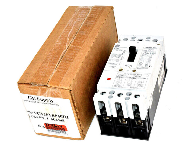 GE FCS36TE040R1 Circuit Breaker, 40A, 480VAC, 3-Pole
