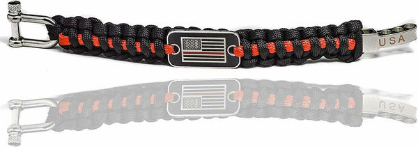 Paracord Survival Bracelet | For Hiking & Camping, Adjustable Shackle | USA Flag