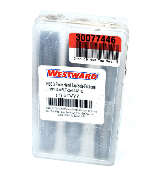 Westward 5TVY7 3/4"-10 HSS Tap Set 4-1/4" OAL, 3 Pcs