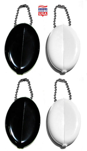 BLACK and WHITE OVAL SQUEEZE PURSE 4 UNITS | HOLDS SMALL ITEMS | MADE IN USA