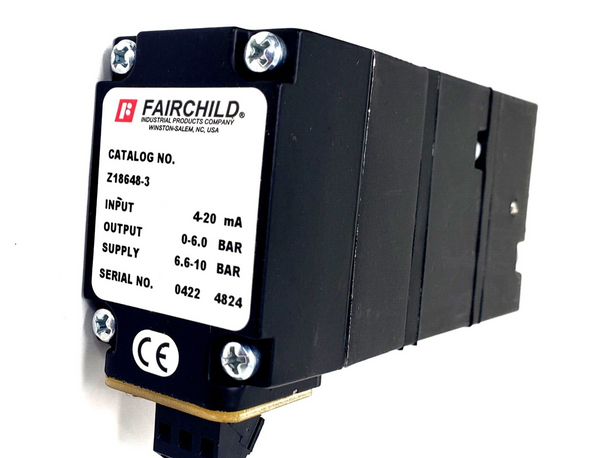Fairchild Z18648-3 Electro/Pneumatic Transducer, 4-20mA, 0 - 6.0 BAR Output