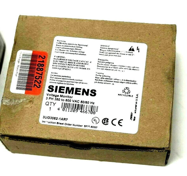 Siemens 3UG3062-1AR7 | Voltage Monitor 3PH 380 to 600 VAC 50/60 Hz