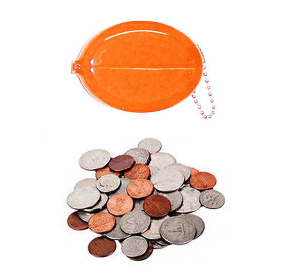 Orange Oval Squeeze Coin Purses 5 Units | Key Holder - Coin Holder | Made in USA