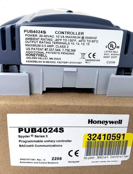 Honeywell PUB4024S Spyder BACnet Controller, Programmable, 20-30VAC