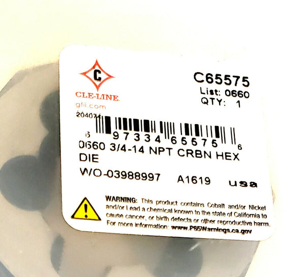 CLE-LINE Hex Die C65575 0660 3/4-14 | NPT CRBN | WO-03988997 A1619