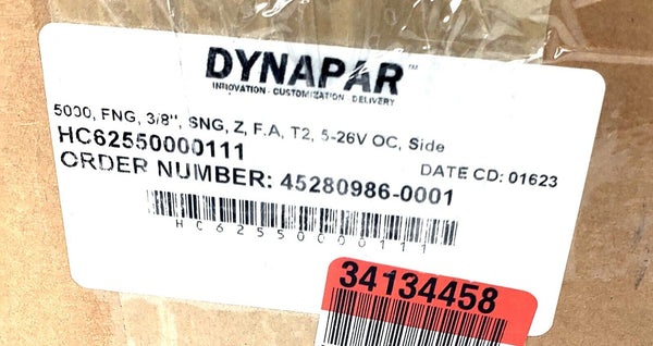 Dynapar HC62550000111 Incremental Shafted Encoder, 5000PPR, Size 25