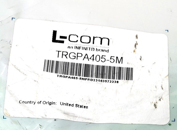 L-COM TRGPA405-5M 5m Sensor Cable, M12 Plug, M12 Receptacle, 4 Position