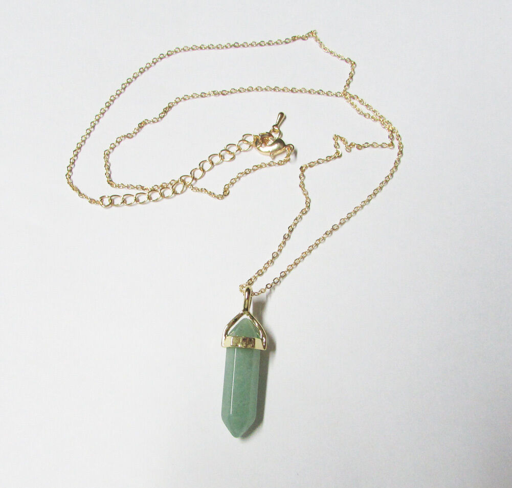 Trendy Autumn Green Gold Layered Natural Stone Necklace Crystal Stone Quartz