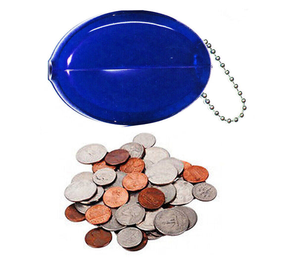 5 Blue Oval Squeeze Coin Purses units | New Vintage Coin Holders | Made in USA