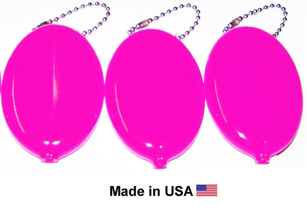 PINK OVAL SQUEEZE COIN PURSES | MONEY CHANGE PURSES |  3 UNITS MADE IN USA