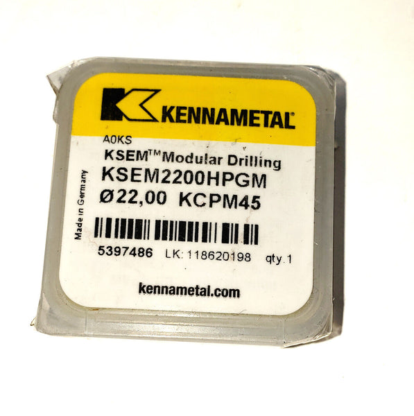KENNAMETAL 5397486 22mm Diam Grade KCPM45 140° Replaceable Drill Tip