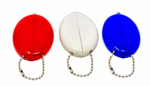 Oval Squeeze Coin Purse | Red White & Blue + 1 US Flag Key Holder | Made in USA