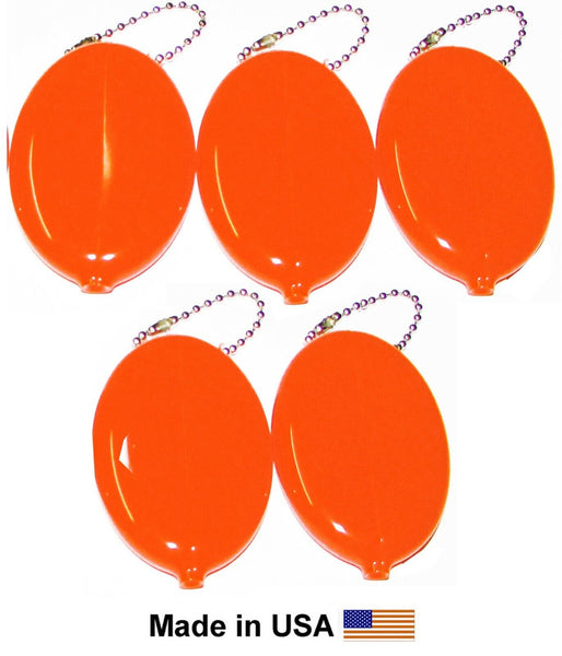 Orange Oval Squeeze Coin Purses 5 Units | Key Holder - Coin Holder | Made in USA