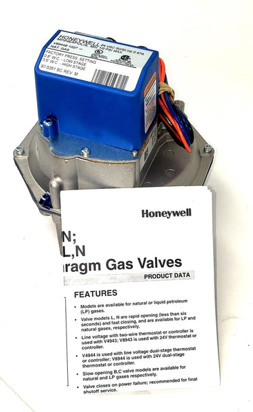 Honeywell V8944B1027 Diaphragm Gas Valve, Slow Opening, 1-1/4" NPT