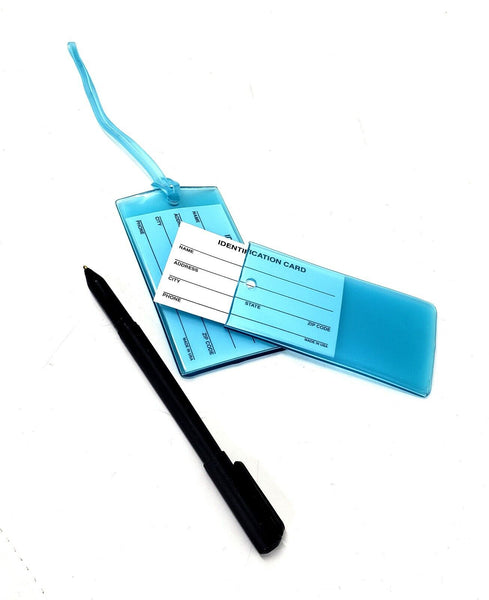 3 Sky Blue Luggage Tags | High Visibility Travel Tags easy to spot | Made in USA