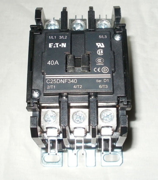 Eaton C25DNF340T-GL Definite Purpose Contactor 40/50A 3-Pole 24VAC 50/60Hz NEW