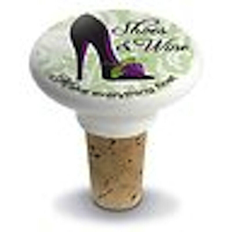 NEW Printed Shoes & Wine Ceramic Top Wine Bottle Stopper w/ Real Cork